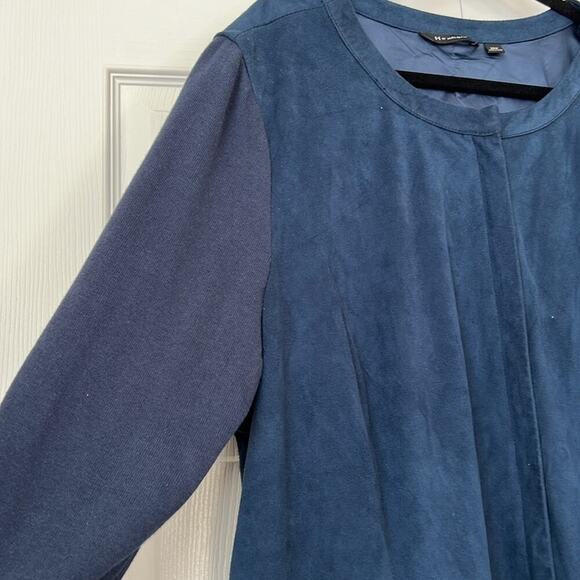 H by Halston Blue oversized Faux Suede Jacket - Picture 3 of 8